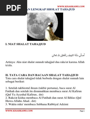Panduan Lengkap Sholat Tahajud I Niat Shalat Tahajjud