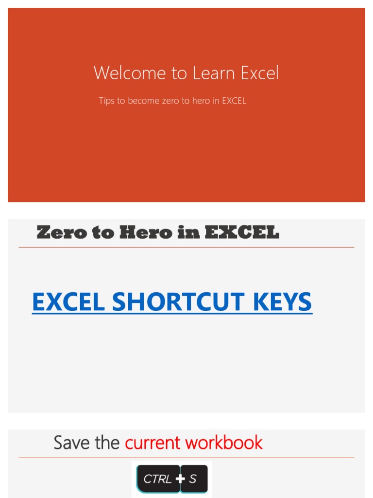 Excel Shortcut Keys for Beginners | PDF