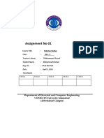 Assignment No 01: Department of Electrical and Computer Engineering COMSATS University Islamabad (Abbottabad Campus)