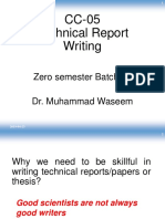CC-05 Technical Report Writing: Zero Semester Batch 26 Dr. Muhammad Waseem