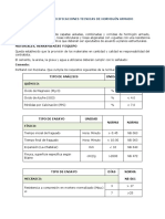 Especificaciones de Hormigon