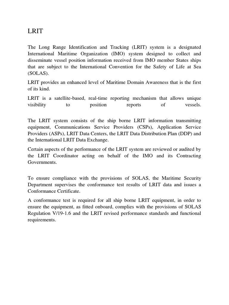 LRIT EQUIPMENT CERTIFICATE Conformance Test Report Number