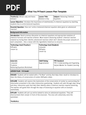 prteach lesson plan template