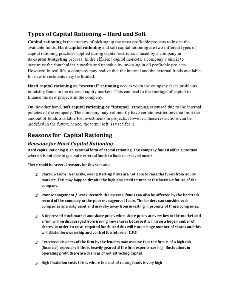 Types of Capital Rationing | PDF | Financial Capital | Stocks