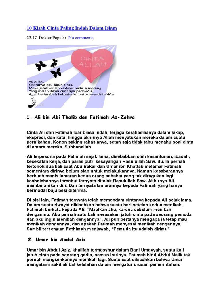 10 Kisah Cinta Paling Indah Dalam Islam
