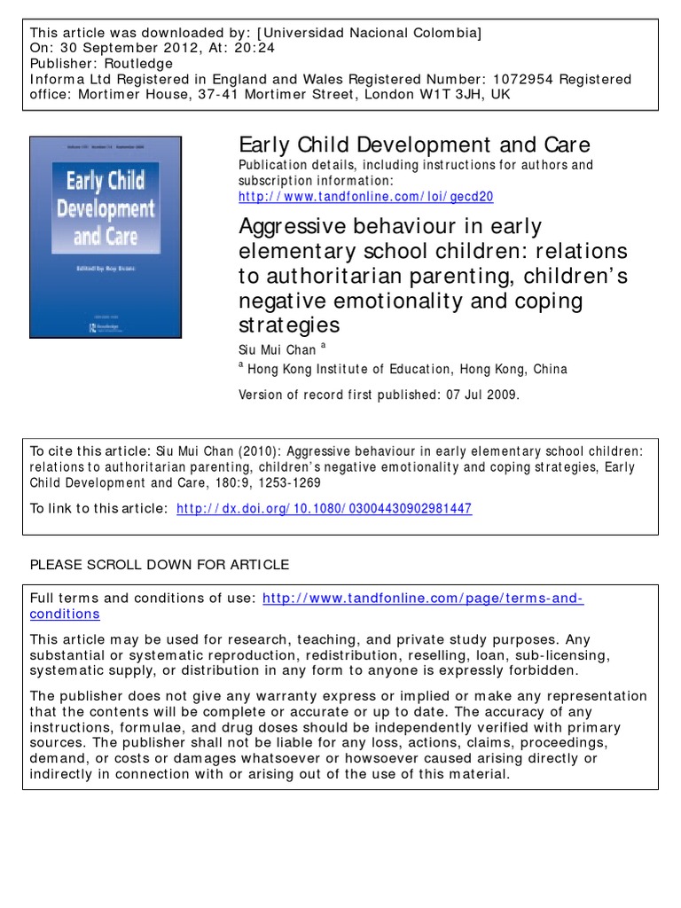 Early Child Development and Care | PDF | Aggression | Parenting
