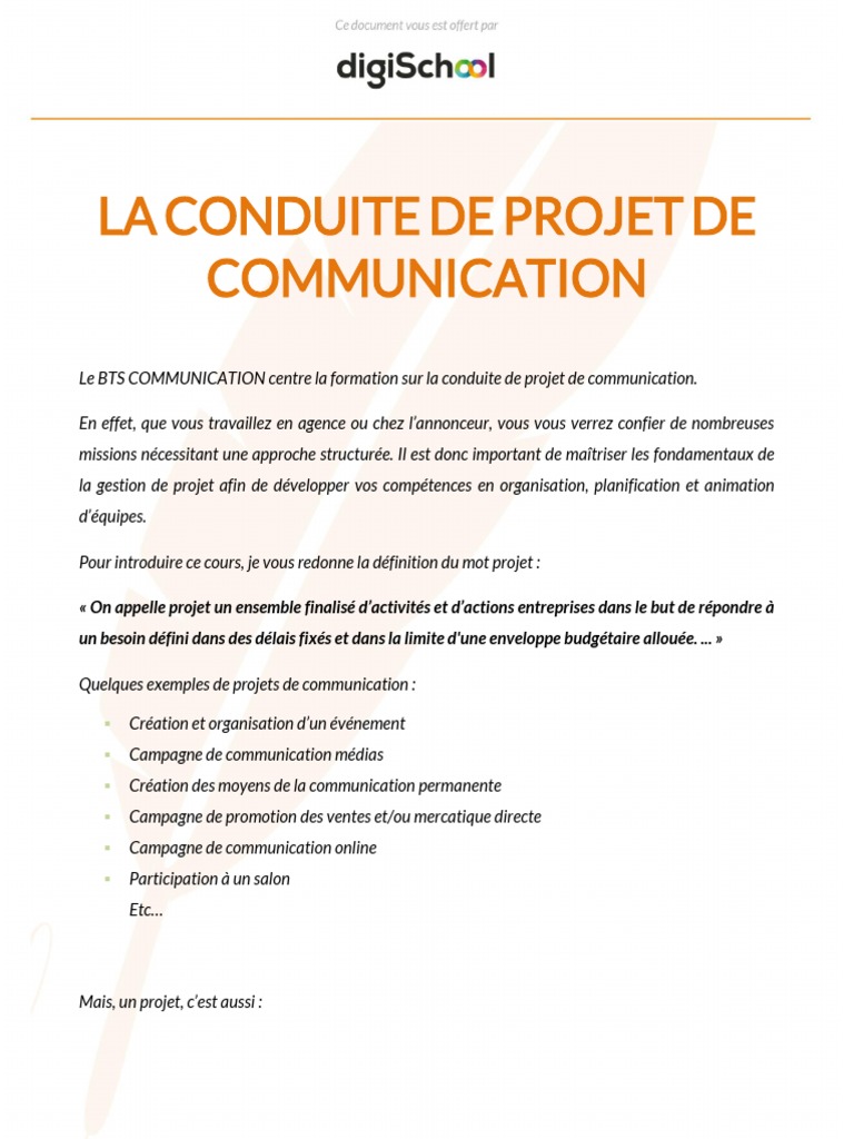 Maîtriser la Gestion de Projet Com' | PDF | Gestion de projet | la ...