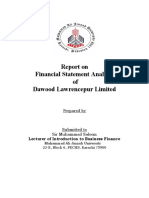 Report On Financial Statement Analysis of Dawood Lawrencepur Limited