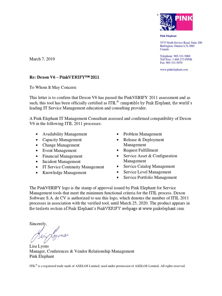 Dexon - PinkVERIFY - 2020 | PDF | Itil | Information And Communications ...
