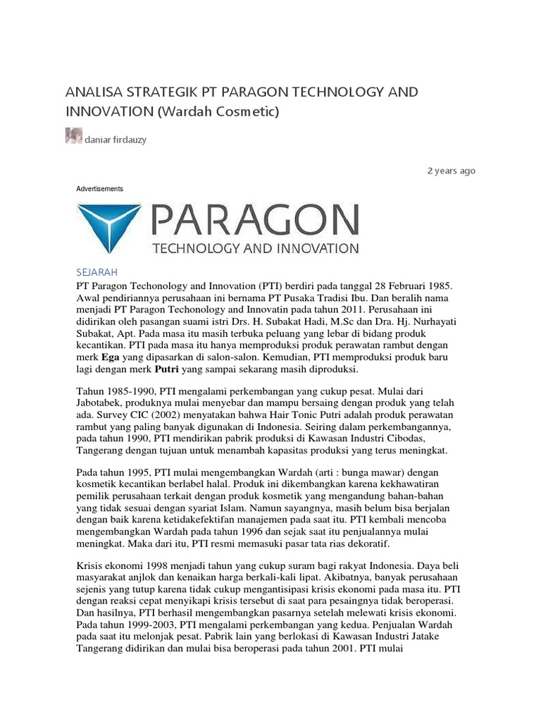 Analisis PT Paragon Wardah | PDF
