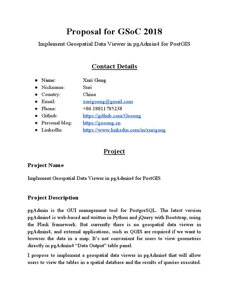 Proposal For Gsoc 2018 Pdf Geographic Information System Java Script