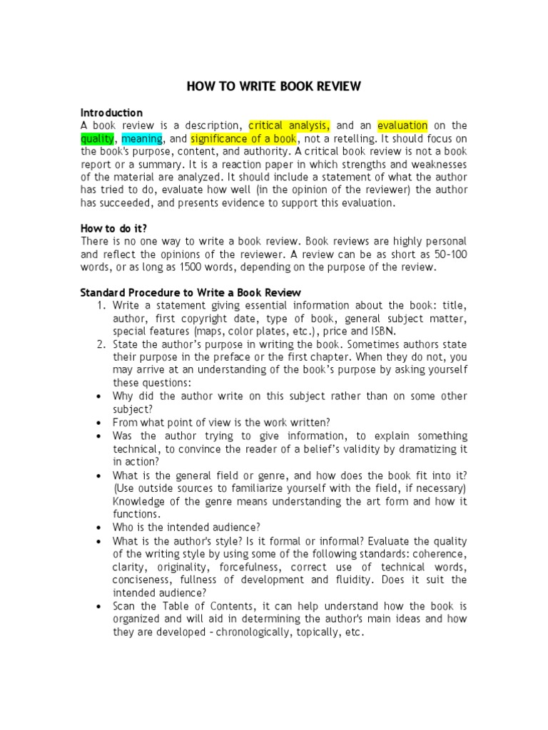 How To Write Book Review  Books  Argument
