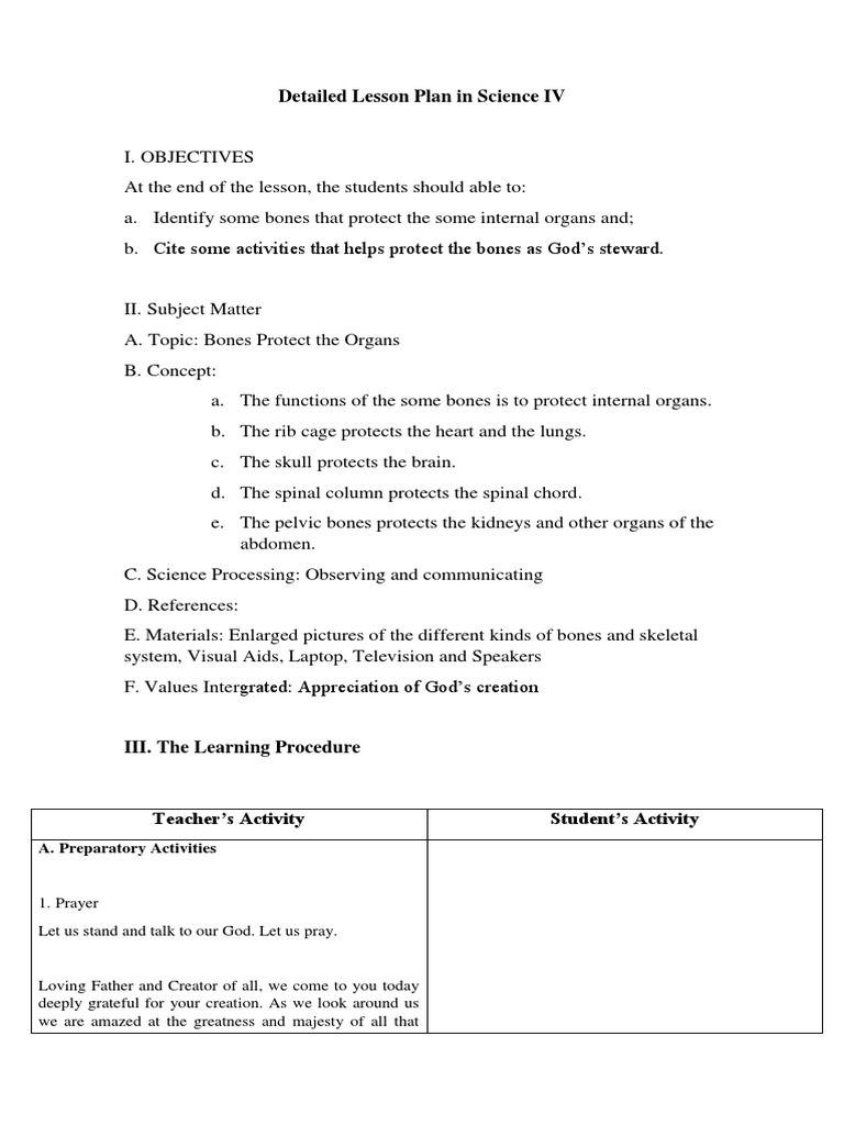 Detailed Lesson Plan in Science IV A. Preparatory Activities PDF