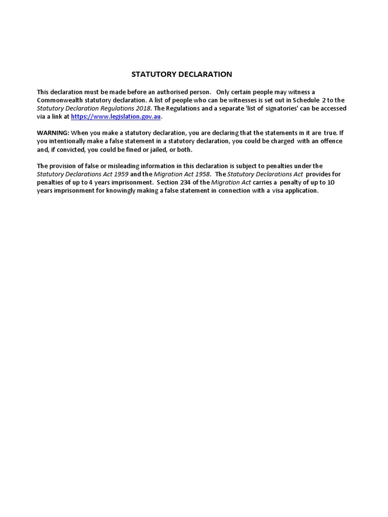 Character Statutory Declaration | PDF | Travel Visa | Passport