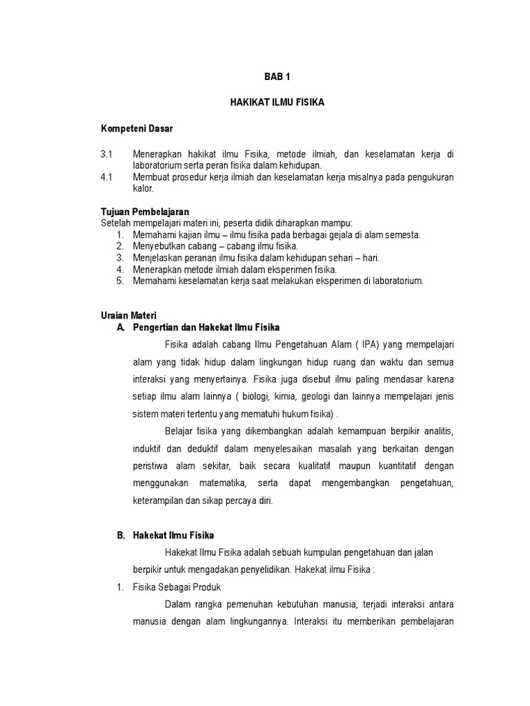 Bab 1 Hakikat Ilmu Fisika Pdf