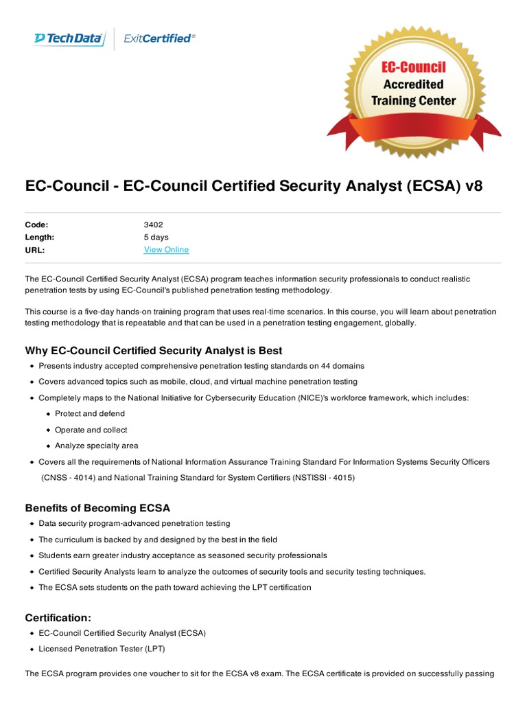 Ec Council Certified Security Analyst Ecsa v8 | PDF | Penetration Test ...