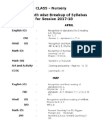 Nursery Syllabus Breakup for Session 2017-18