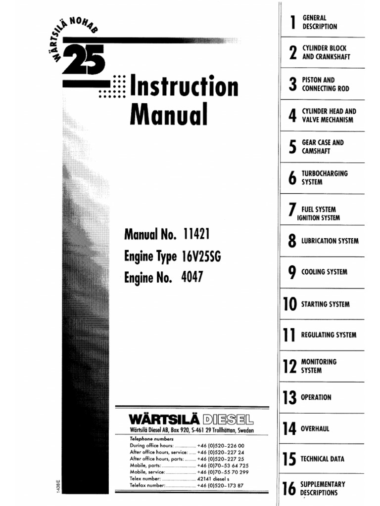 Wartsilla Engine Operation Manual | PDF