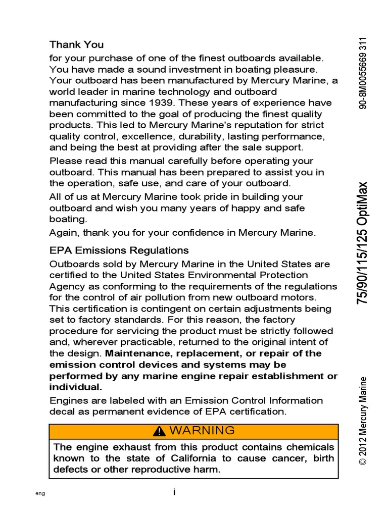 Mercury Marine Owner Manual | PDF | Fuel Injection | Engines