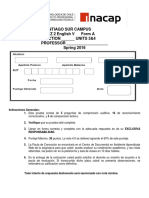 Santiago Sur Campus QUIZ 2 English V Form A SECTION - UNITS 3&4 PROFESSOR - Spring 2016