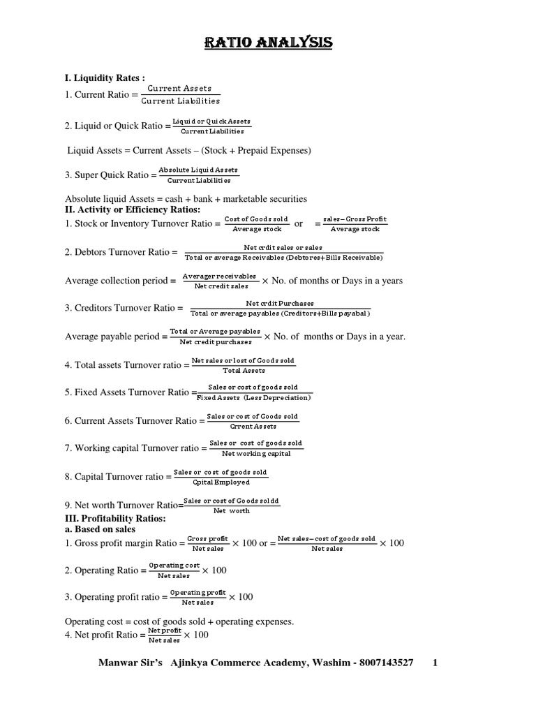 Comprehensive Guide to Ratio Analysis | PDF | Revenue | Equity (Finance)