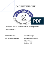 Ips Academy Indore: Subject - Sales & Distribution Management