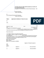 Format Form For Claim of Balance in The Savings Bank Account of