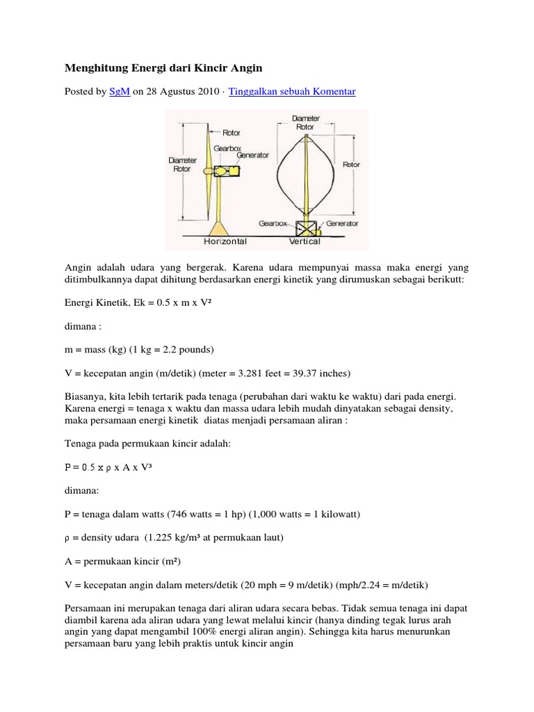 Menghitung Energi Dari Kincir Angin Docx