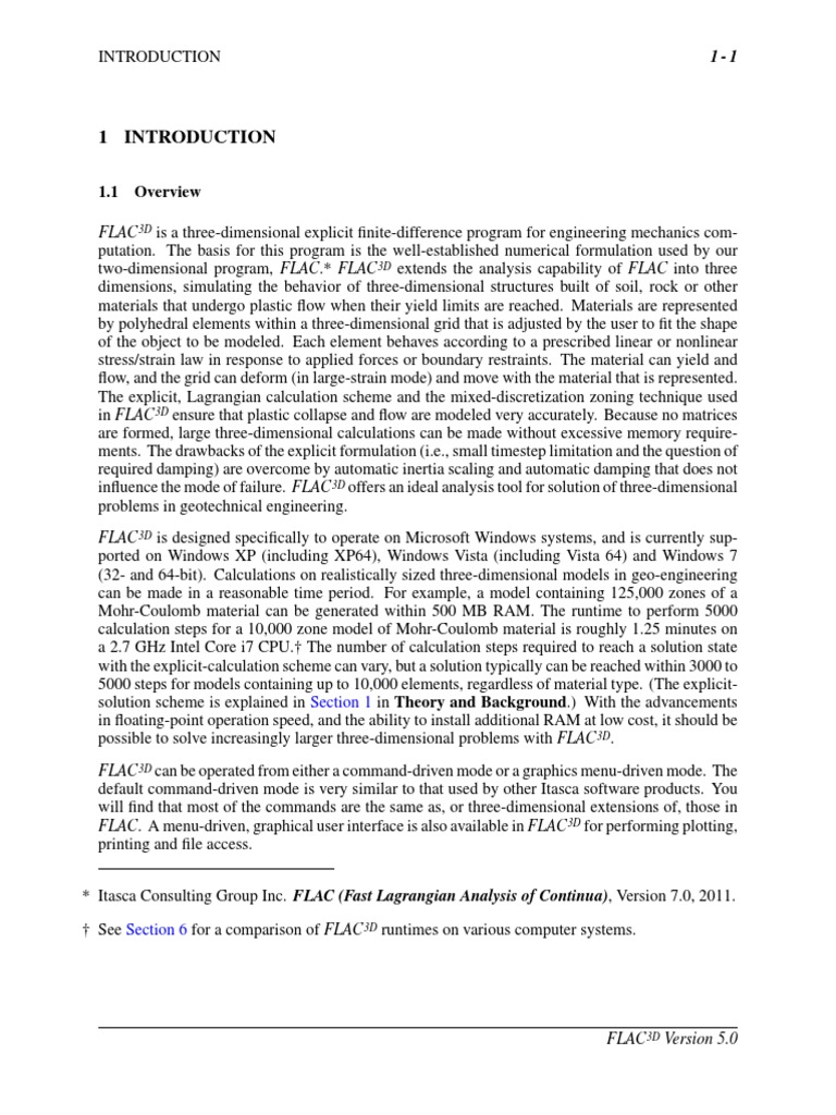 FLAC3D User Guide Overview | PDF | 3 D Computer Graphics | Fluid Dynamics
