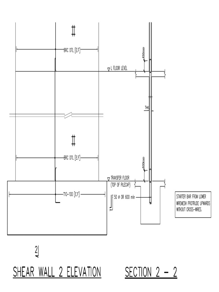Typical Detail Shear Wall Starter Bar DWG PDF | PDF