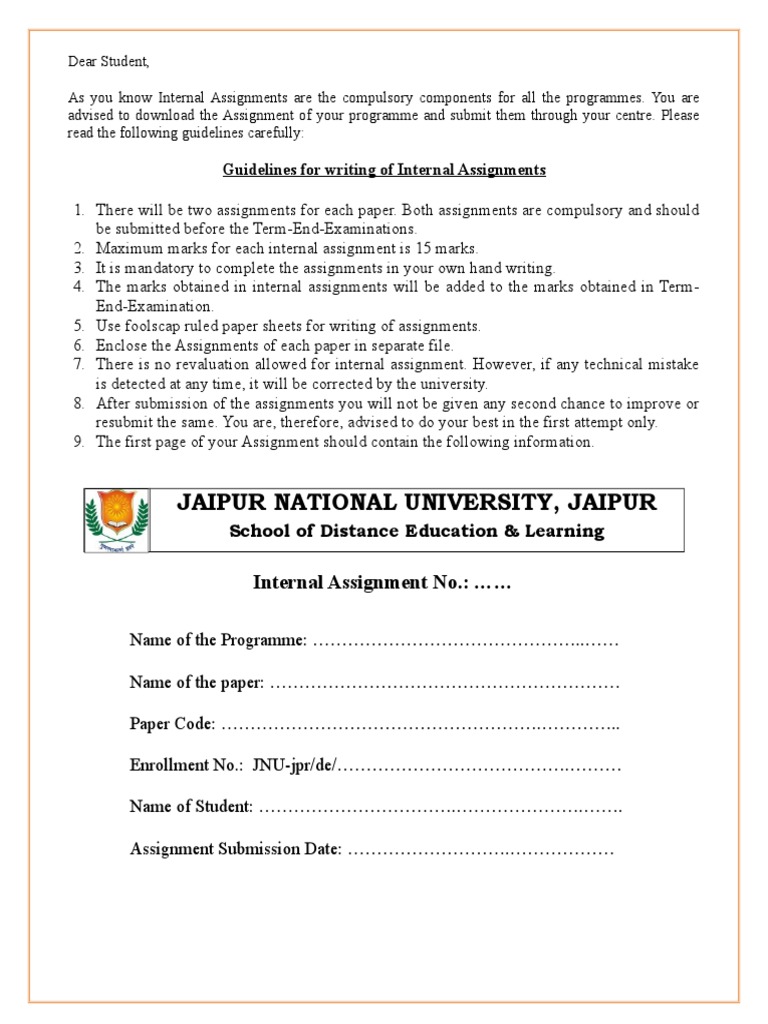 Internal Assignment Guidelines for Students | PDF
