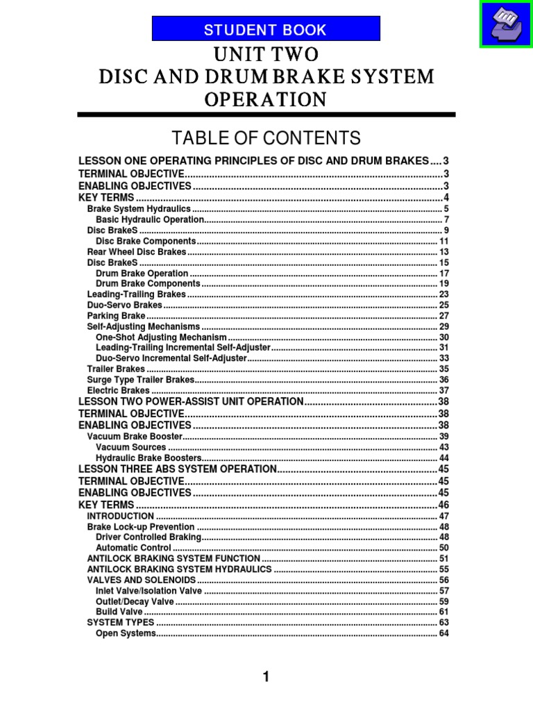 Unit 2 Dics and Drum Brake Operation PDF | PDF | Anti Lock Braking ...