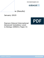 Mark Scheme (Results) January 2015: Pearson Edexcel International Advanced Subsidiary Level in Biology (WBI01) Paper 01