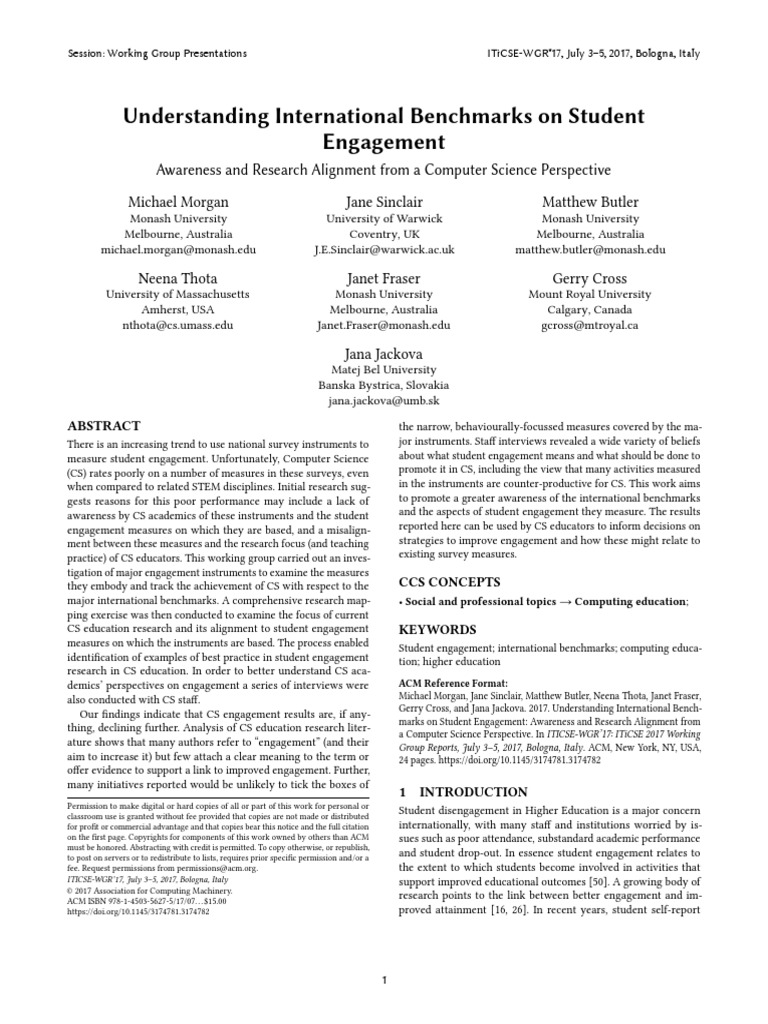 Understanding International Benchmarks On Student Engagement ...