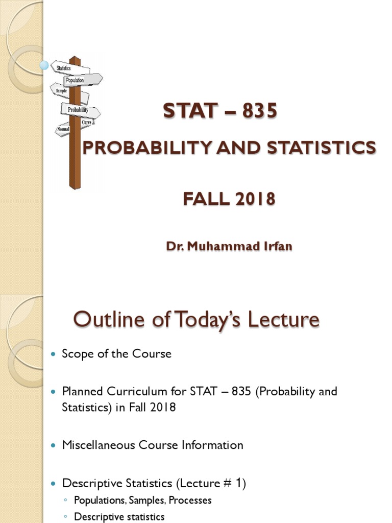 STAT 835: Fall 2018 Course Overview | PDF | Statistics | Sampling ...