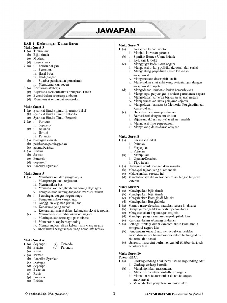 Jawapan Modul Jaya Sejarah Tingkatan 3  Wisekonoa