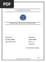 Jurisdiction of The Criminal Courts in Inquiries and Trials: S.S.Jain Subodh Law College