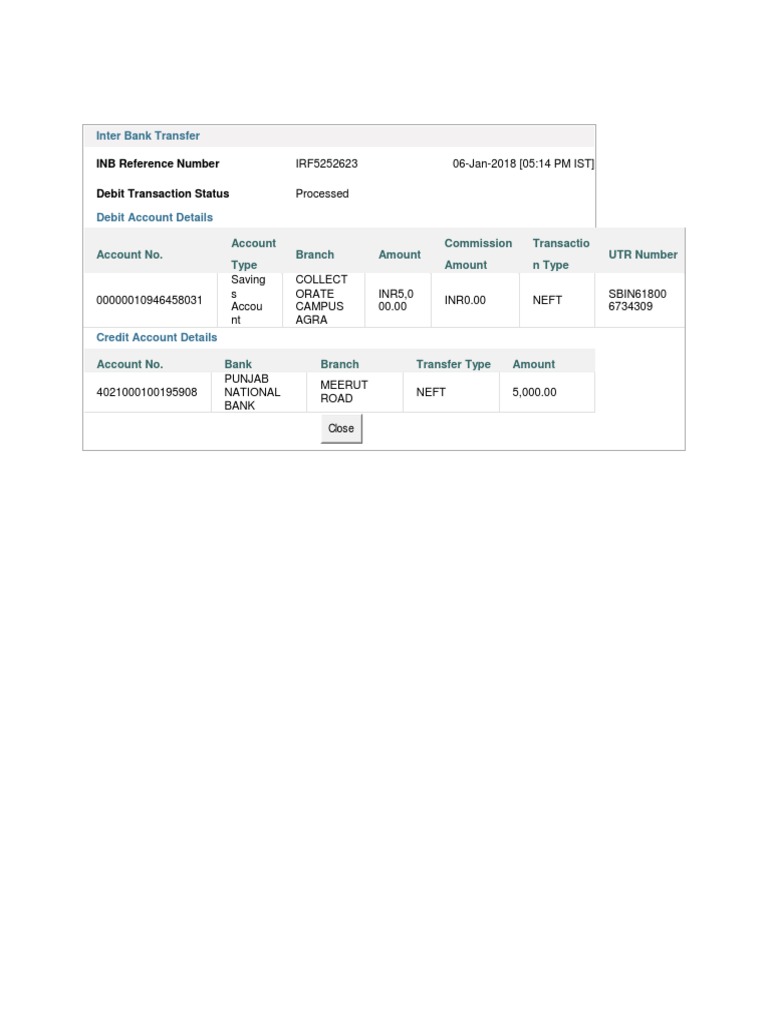 Inter Bank Transfer: INB Reference Number Debit Transaction Status | PDF