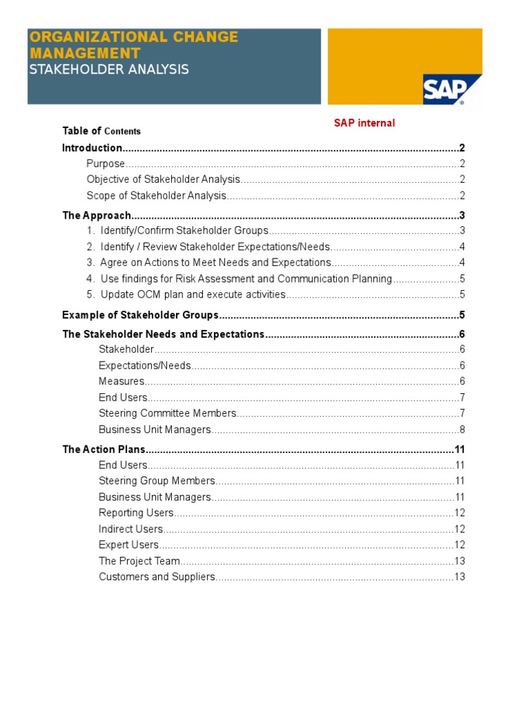 StakeholderAnalysis Guide | PDF | Stakeholder (Corporate) | Risk