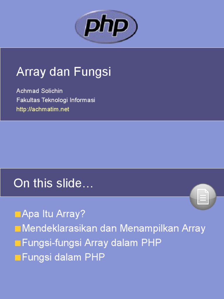 Panduan Lengkap Array dan Fungsi PHP | PDF | Komputer