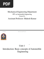 Mechanical Engineering Department: PPT On Automobile Engineering