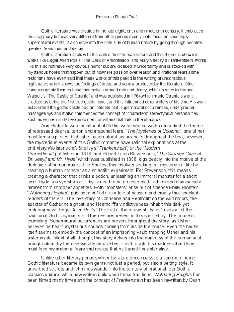 Lorenzo Saenz - Research Rough Draft | PDF | Gothic Fiction | Horror ...