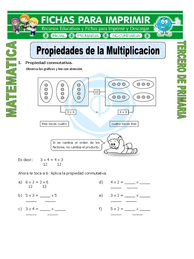 Ficha Propiedades De La Multiplicacion Para Tercero De Primaria Multiplicacion Expresiones Logicas Prueba Gratuita De 30 Dias Scribd