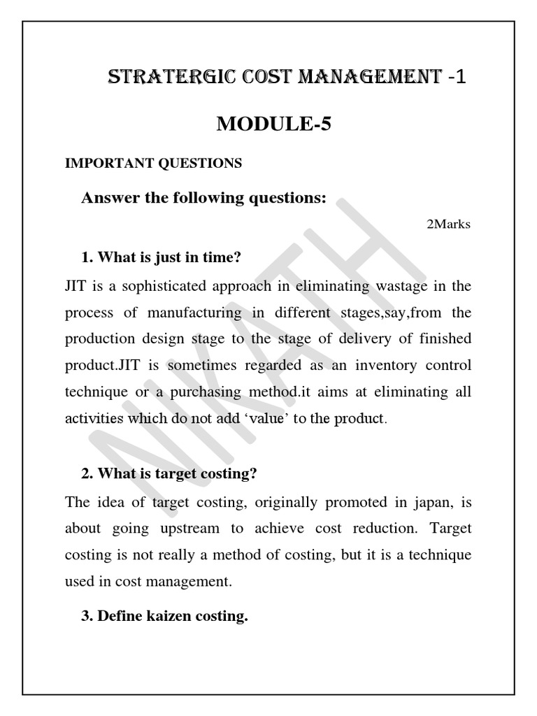 Strategic Cost Management Techniques | PDF | Inventory | Lean Manufacturing