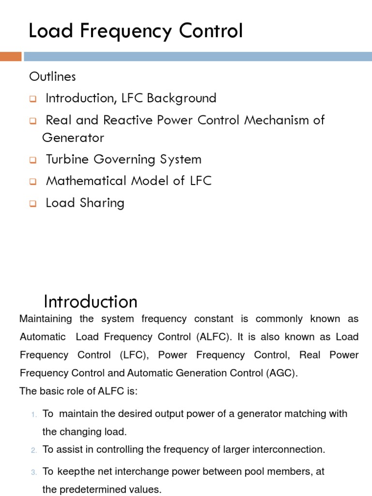 Lecture 7 & 8 Load Frequency Control.pptx Control Theory Ac Power