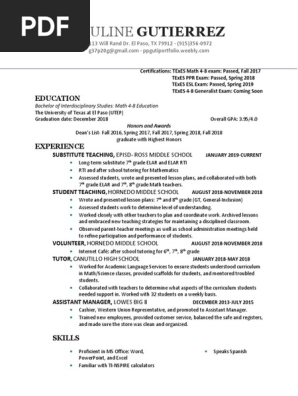 teacher resume