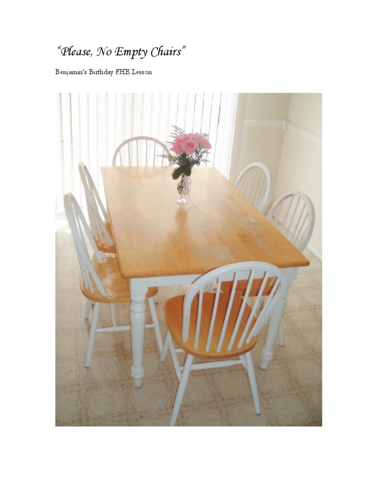 Please, No Empty Chairs FHE Lesson Download Free PDF Millennialism Plan Of Salvation