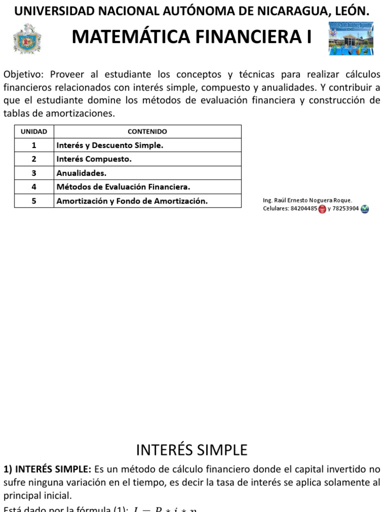 Matematica Financiera I - Interes Simple PDF | PDF | Interés | Tasas de ...