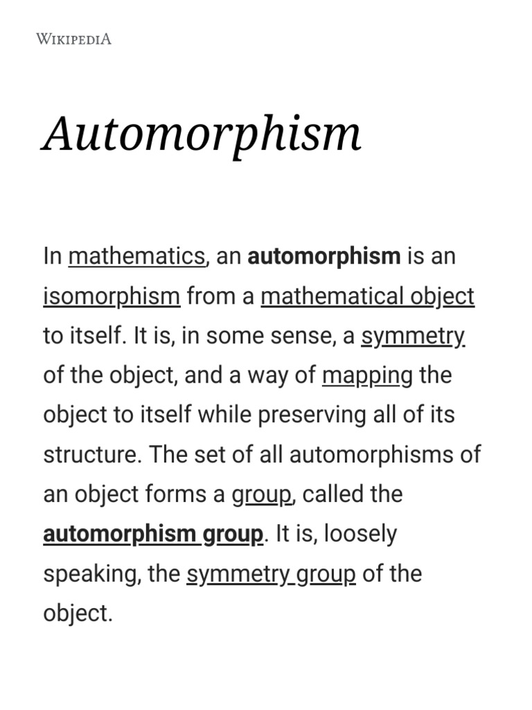 Understanding Automorphisms in Mathematics | PDF | Group (Mathematics ...
