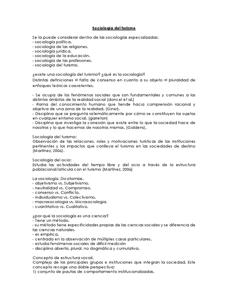 Sociologia Del Turismo Docx Sociologia Estrutura Social